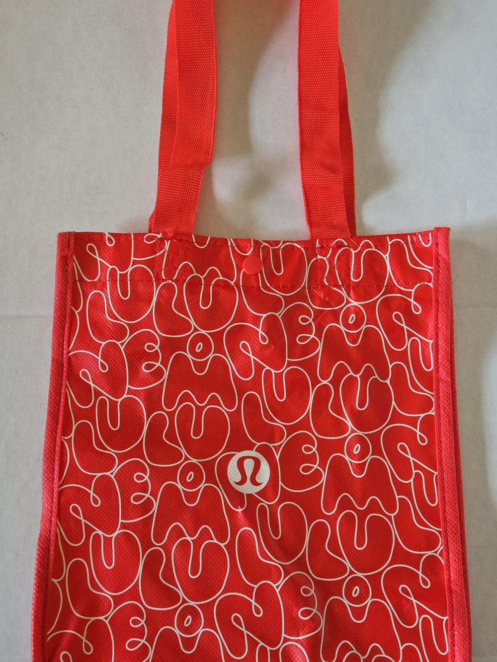 lululemon athletica Red Tote with White Abstract Logo Print
